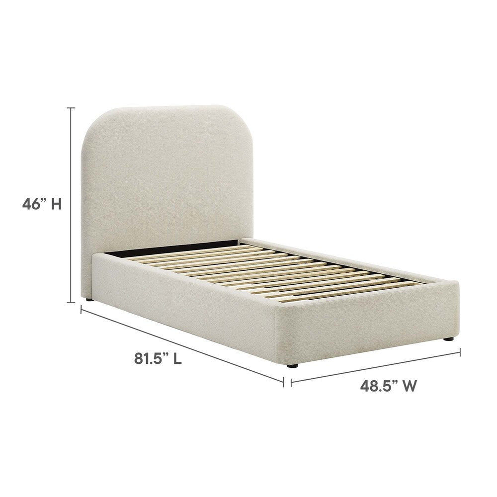 MOD-7136 Keynote Upholstered Fabric Curved Twin Platform Bed by Modway