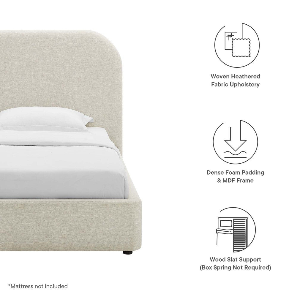 MOD-7136 Keynote Upholstered Fabric Curved Twin Platform Bed by Modway