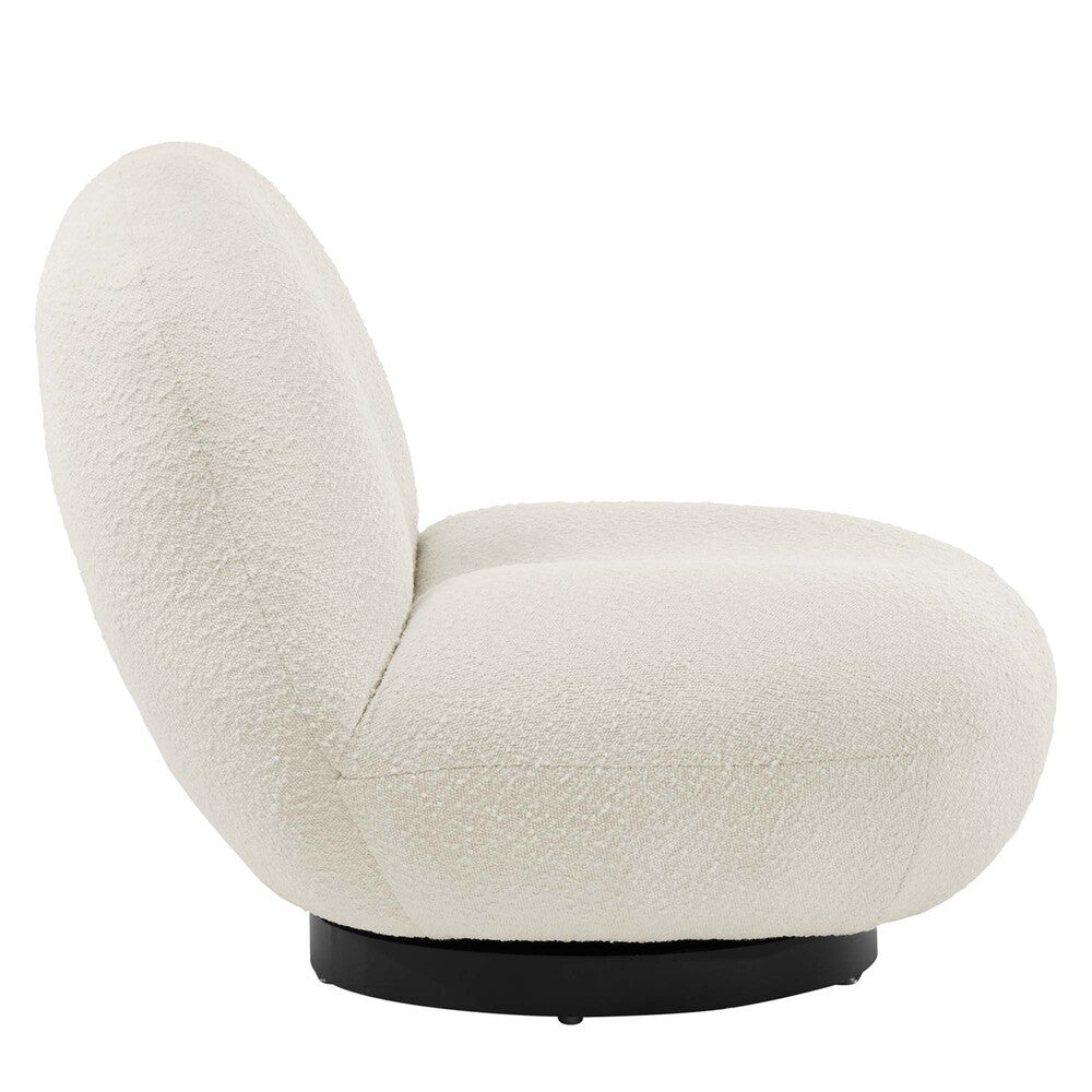 EEI-5486-BLK-IVO Kindred Boucle Upholstered Upholstered Fabric Swivel Chair by Modway