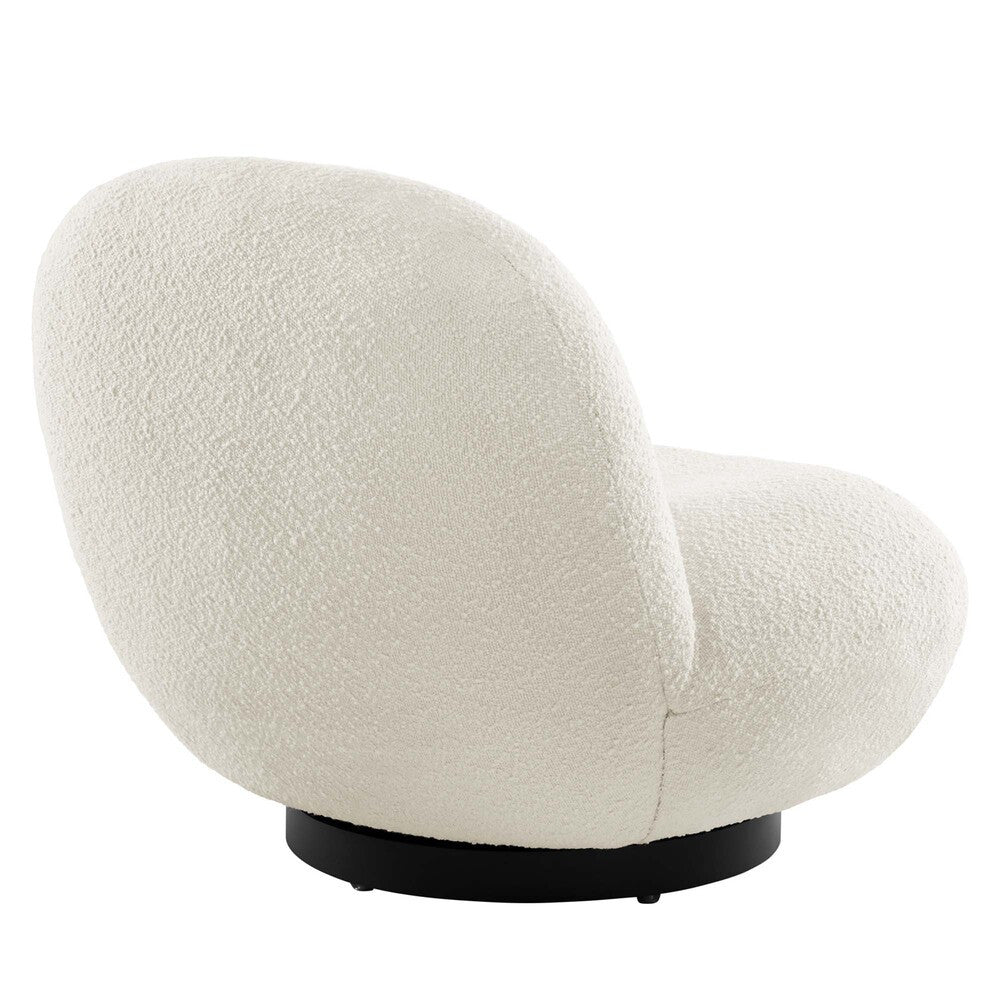 EEI-5486-BLK-IVO Kindred Boucle Upholstered Upholstered Fabric Swivel Chair by Modway