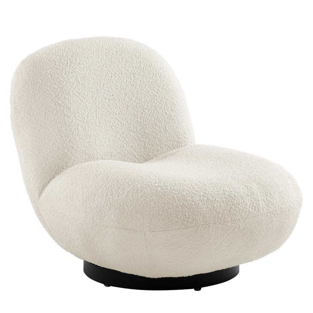 EEI-5486-BLK-IVO Kindred Boucle Upholstered Upholstered Fabric Swivel Chair by Modway