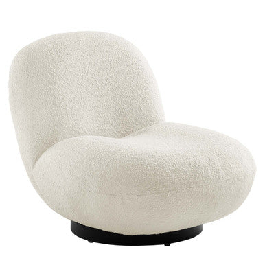 Modway EEI-5486-BLK-IVO Kindred Boucle Upholstered Upholstered Fabric Swivel Chair Black Ivory