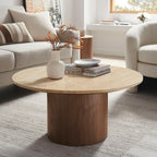 EEI-7170-WAL-TRV Kioni Round Travertine Coffee Table by Modway