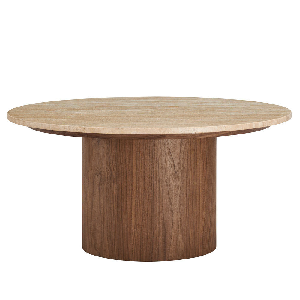 EEI-7170-WAL-TRV Kioni Round Travertine Coffee Table by Modway