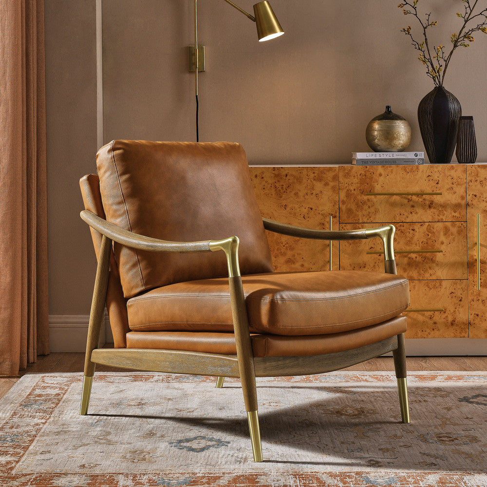 Modway Langford Vegan Leather Accent Armchair by Modway-EEI-7138-TAN-WAL