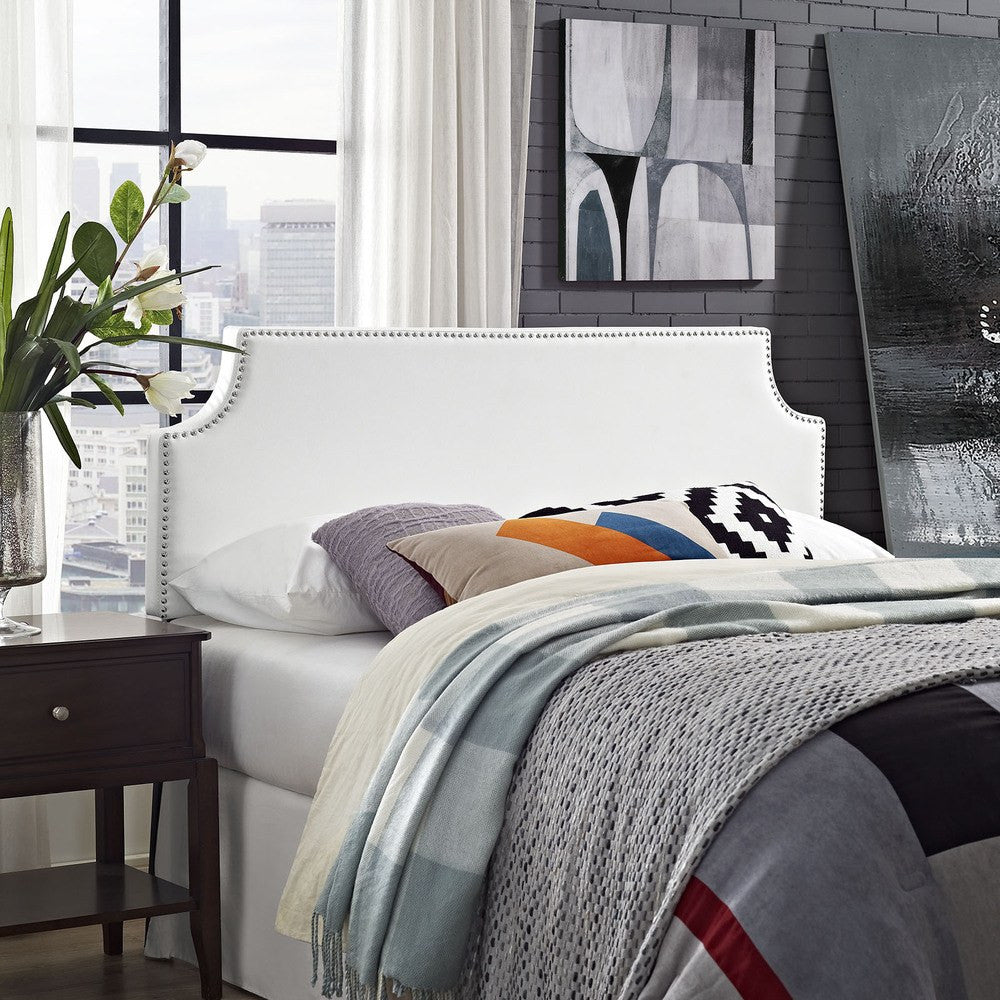 MOD-5391-WHI Laura Upholstered Vinyl Full Headboard by Modway