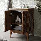 EEI-5088-WAL Ledger 24" Wood Bathroom Vanity Cabinet (Sink Basin Not Included) by Modway