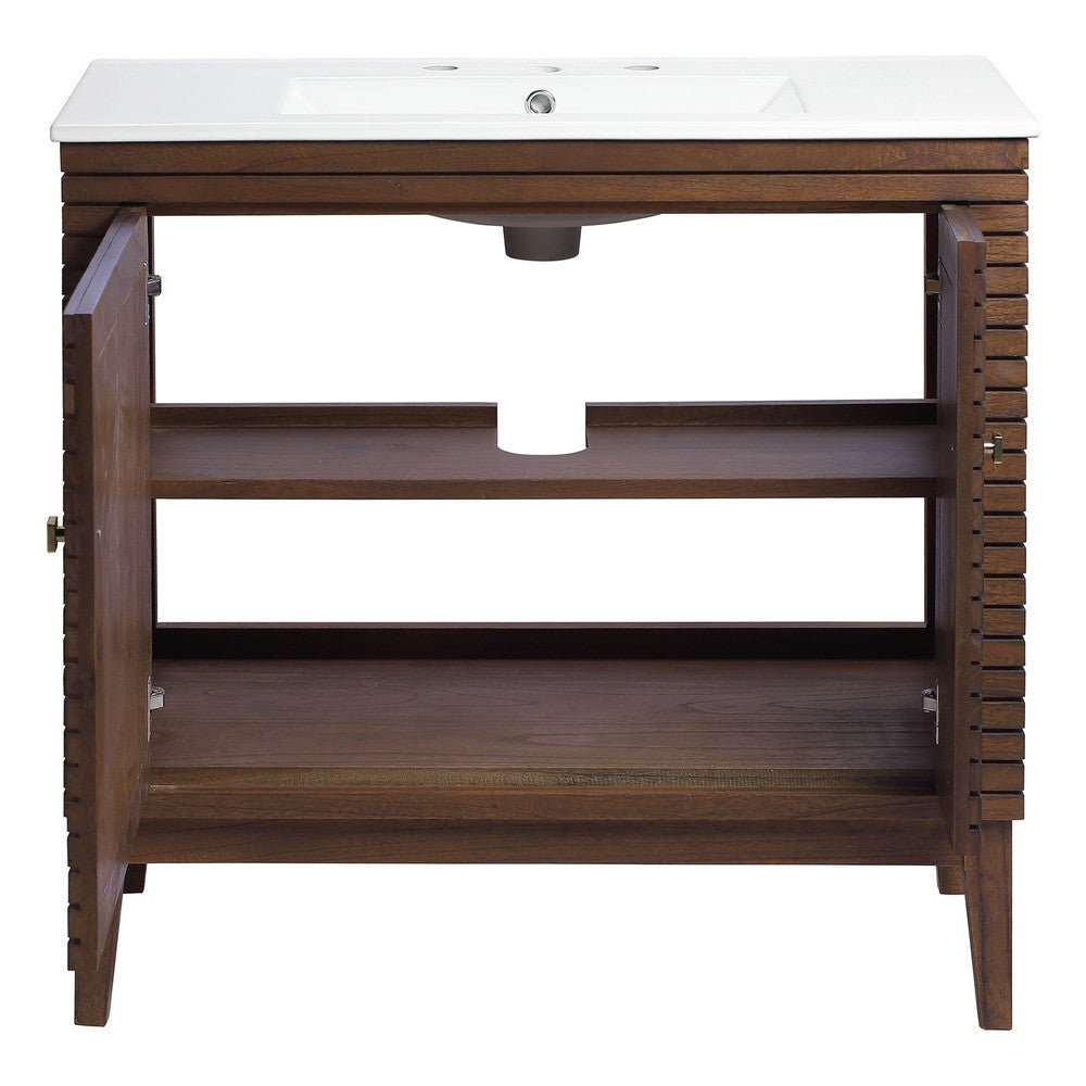 EEI-5115-WAL-WHI Ledger 36" Bathroom Vanity by Modway