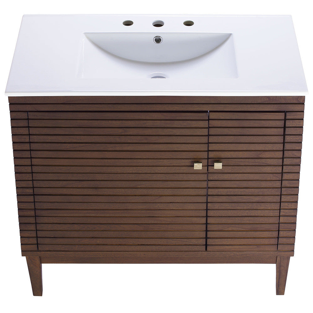 EEI-5115-WAL-WHI Ledger 36" Bathroom Vanity by Modway