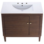 EEI-5115-WAL-WHI Ledger 36" Bathroom Vanity by Modway