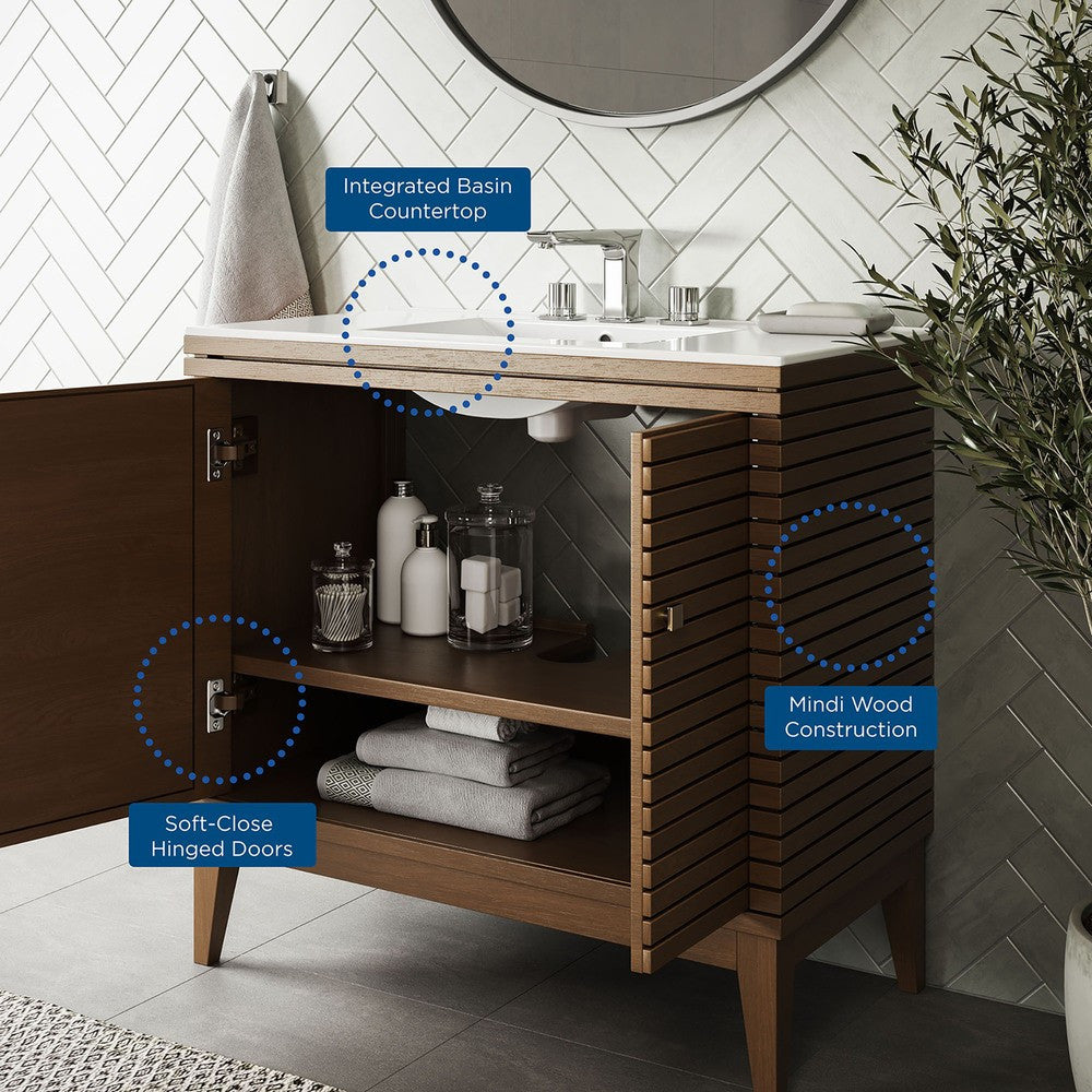 EEI-5115-WAL-WHI Ledger 36" Bathroom Vanity by Modway