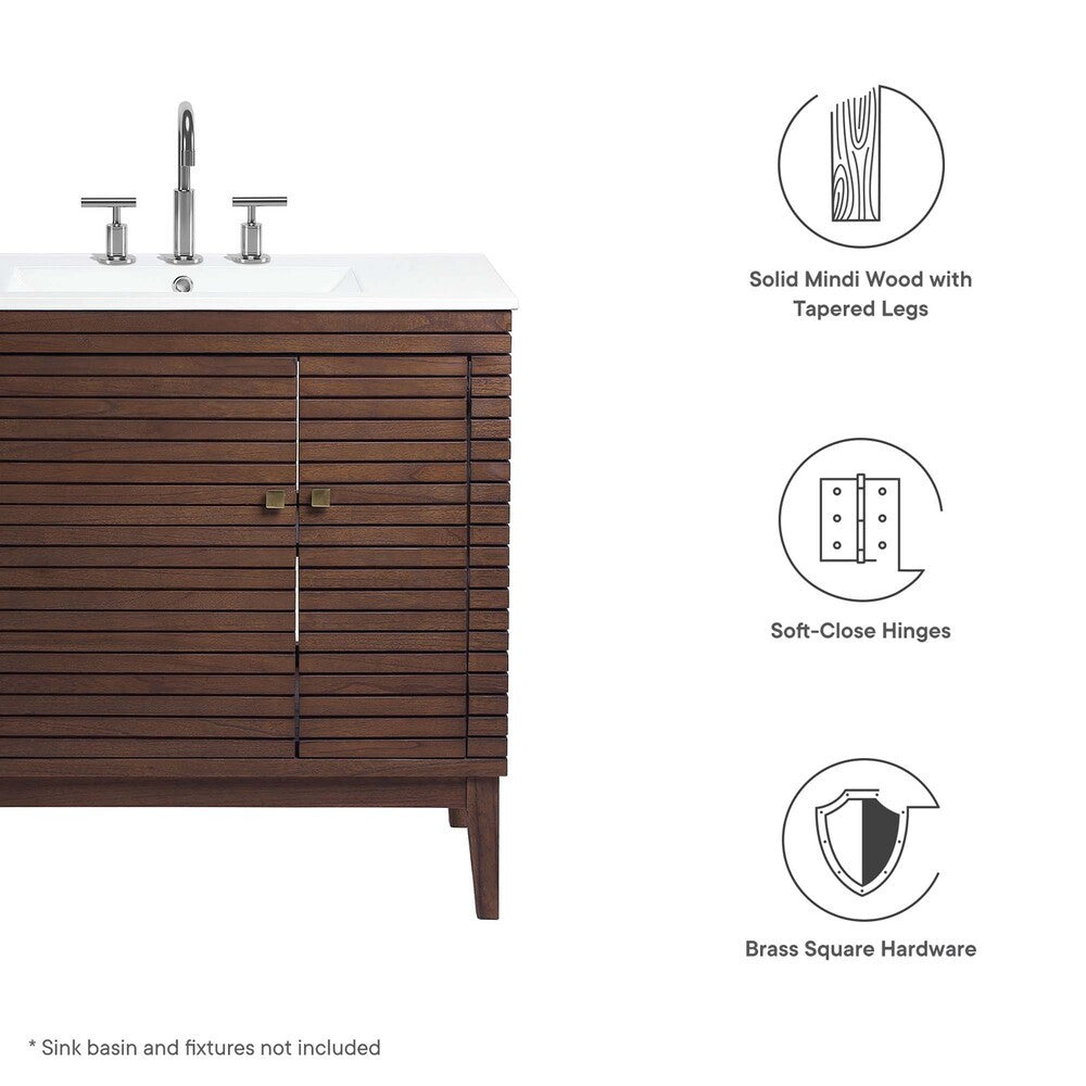 EEI-5089-WAL Ledger 36" Wood Bathroom Vanity Cabinet (Sink Basin Not Included) by Modway
