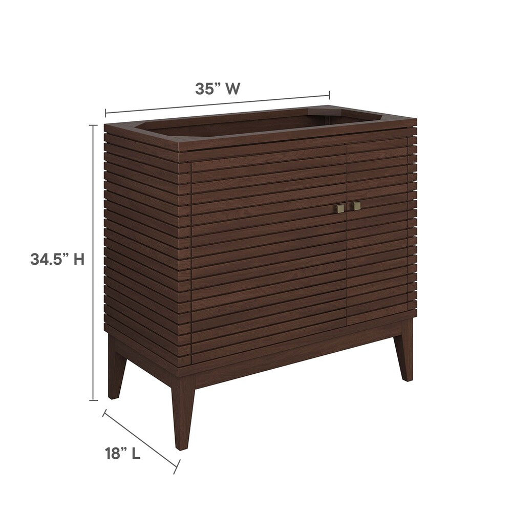 EEI-5089-WAL Ledger 36" Wood Bathroom Vanity Cabinet (Sink Basin Not Included) by Modway