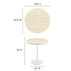EEI-6745-WHI-TRA Lippa 20" Round Faux Travertine Side Table by Modway
