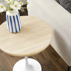 EEI-6745-WHI-TRA Lippa 20" Round Faux Travertine Side Table by Modway