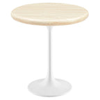Modway EEI-6745-WHI-TRA Lippa 20" Round Faux Travertine Side Table White Travertine