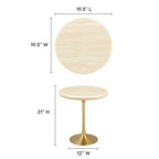 EEI-6746-GLD-TRA Lippa 20" Round Faux Travertine Side Table by Modway