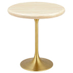 EEI-6746-GLD-TRA Lippa 20" Round Faux Travertine Side Table by Modway
