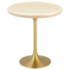 Modway EEI-6746-GLD-TRA Lippa 20" Round Faux Travertine Side Table Gold Travertine