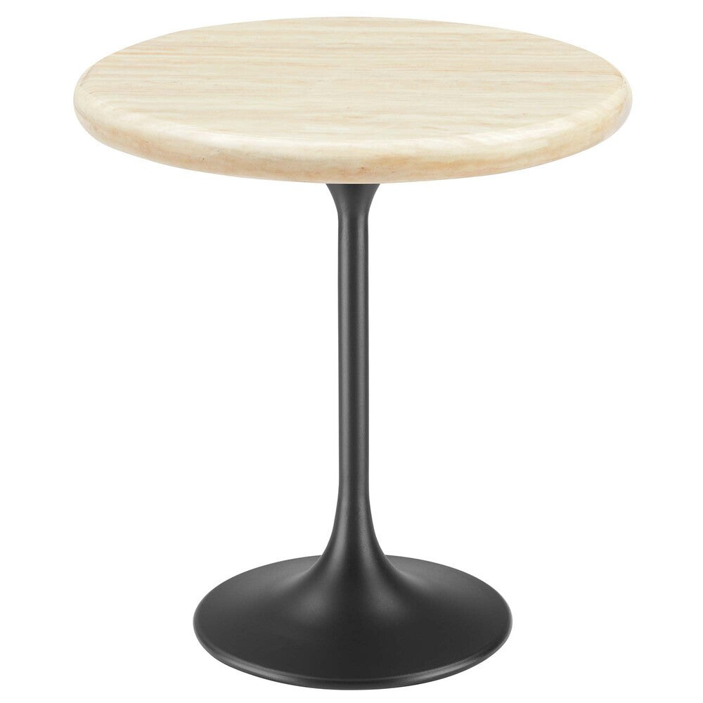 EEI-6747-BLK-TRA Lippa 20" Round Faux Travertine Side Table by Modway