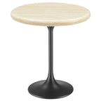 Modway EEI-6747-BLK-TRA Lippa 20" Round Faux Travertine Side Table Black Travertine