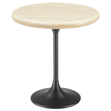 Modway EEI-6747-BLK-TRA Lippa 20" Round Faux Travertine Side Table Black Travertine