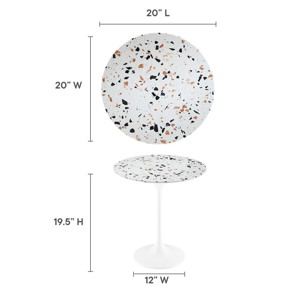 EEI-5682-WHI-TER Lippa 20" Round Terrazzo Side Table by Modway