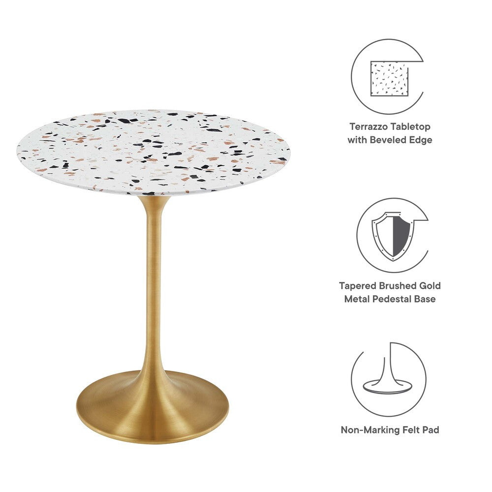 EEI-5687-GLD-TER Lippa 20" Round Terrazzo Side Table by Modway