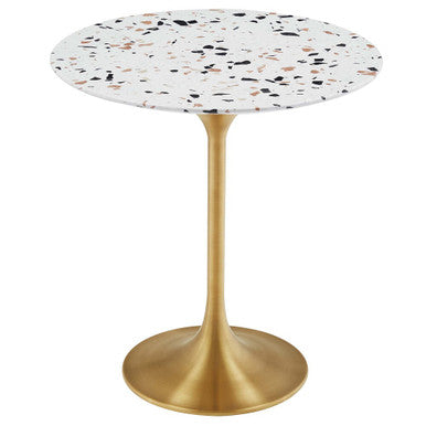 Modway EEI-5687-GLD-TER Lippa 20" Round Terrazzo Side Table Gold Terrazzo
