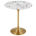 Modway EEI-5687-GLD-TER Lippa 20" Round Terrazzo Side Table Gold Terrazzo