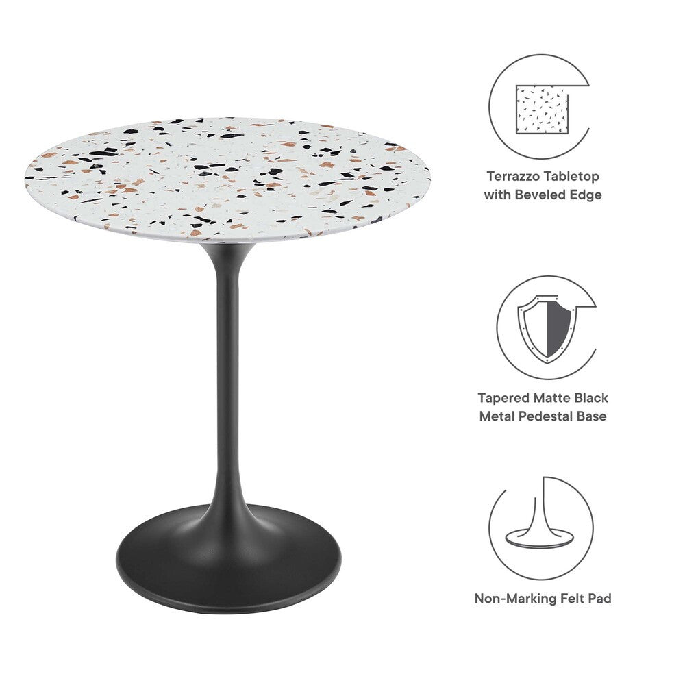 EEI-5692-BLK-TER Lippa 20" Round Terrazzo Side Table by Modway