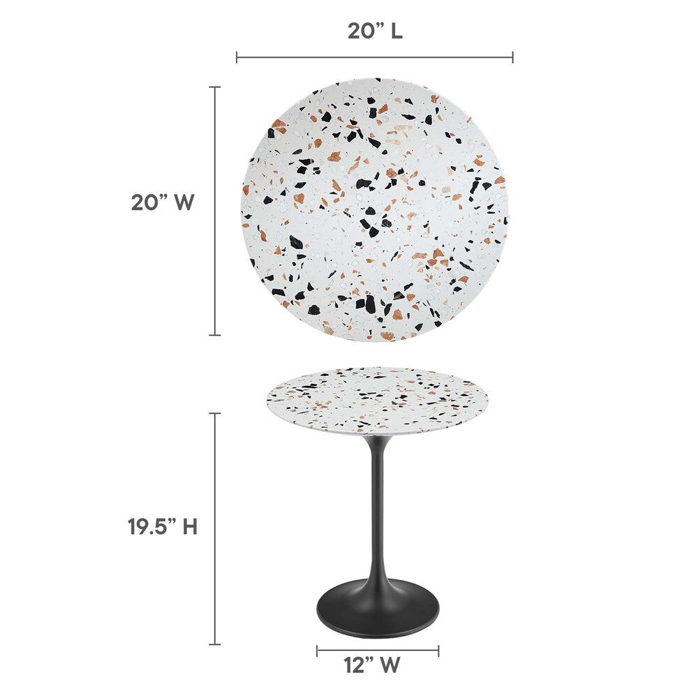 EEI-5692-BLK-TER Lippa 20" Round Terrazzo Side Table by Modway