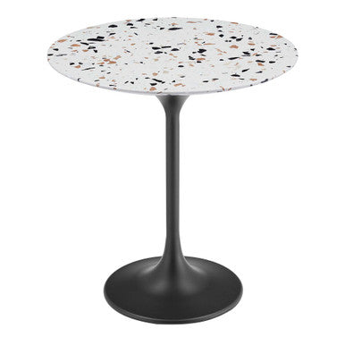 Modway EEI-5692-BLK-TER Lippa 20" Round Terrazzo Side Table Black Terrazzo
