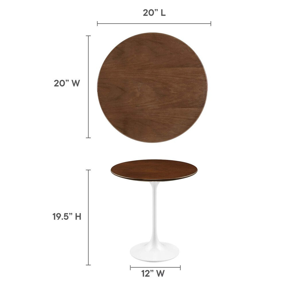 EEI-5679-WHI-WAL Lippa 20" Round Wood Side Table by Modway
