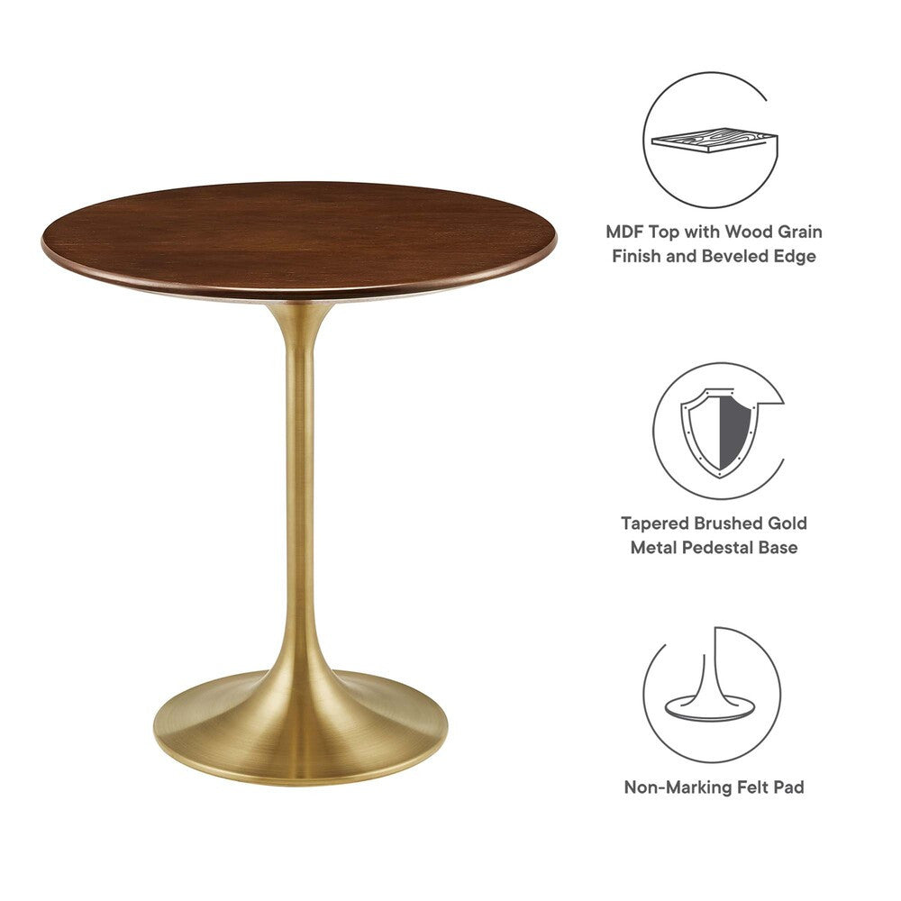 EEI-5684-GLD-WAL Lippa 20" Round Wood Side Table by Modway