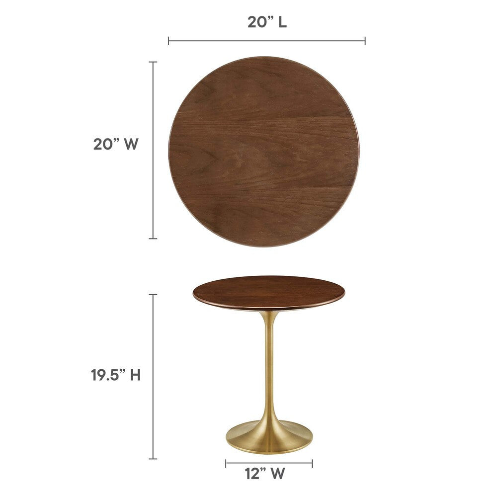 EEI-5684-GLD-WAL Lippa 20" Round Wood Side Table by Modway