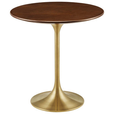 Modway EEI-5684-GLD-WAL Lippa 20" Round Wood Side Table Gold Walnut