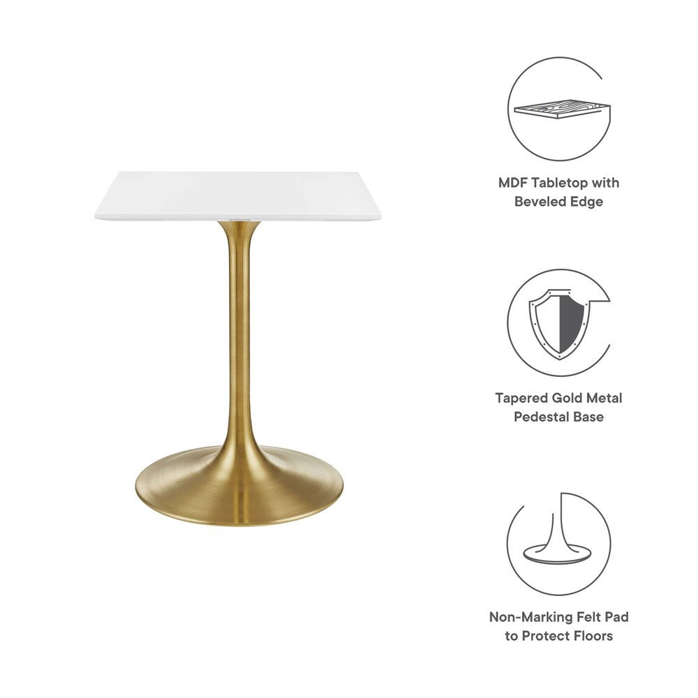 EEI-3210-GLD-WHI Lippa 24" Square Wood Dining Table by Modway