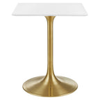 Modway EEI-3210-GLD-WHI Lippa 24" Square Wood Dining Table Gold White