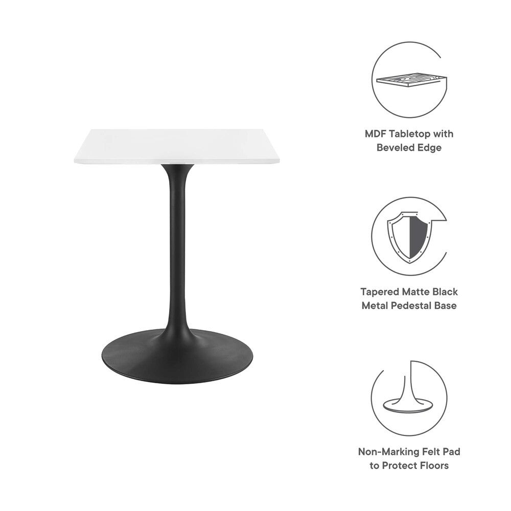 EEI-3512-BLK-WHI Lippa 24" Square Wood Dining Table by Modway