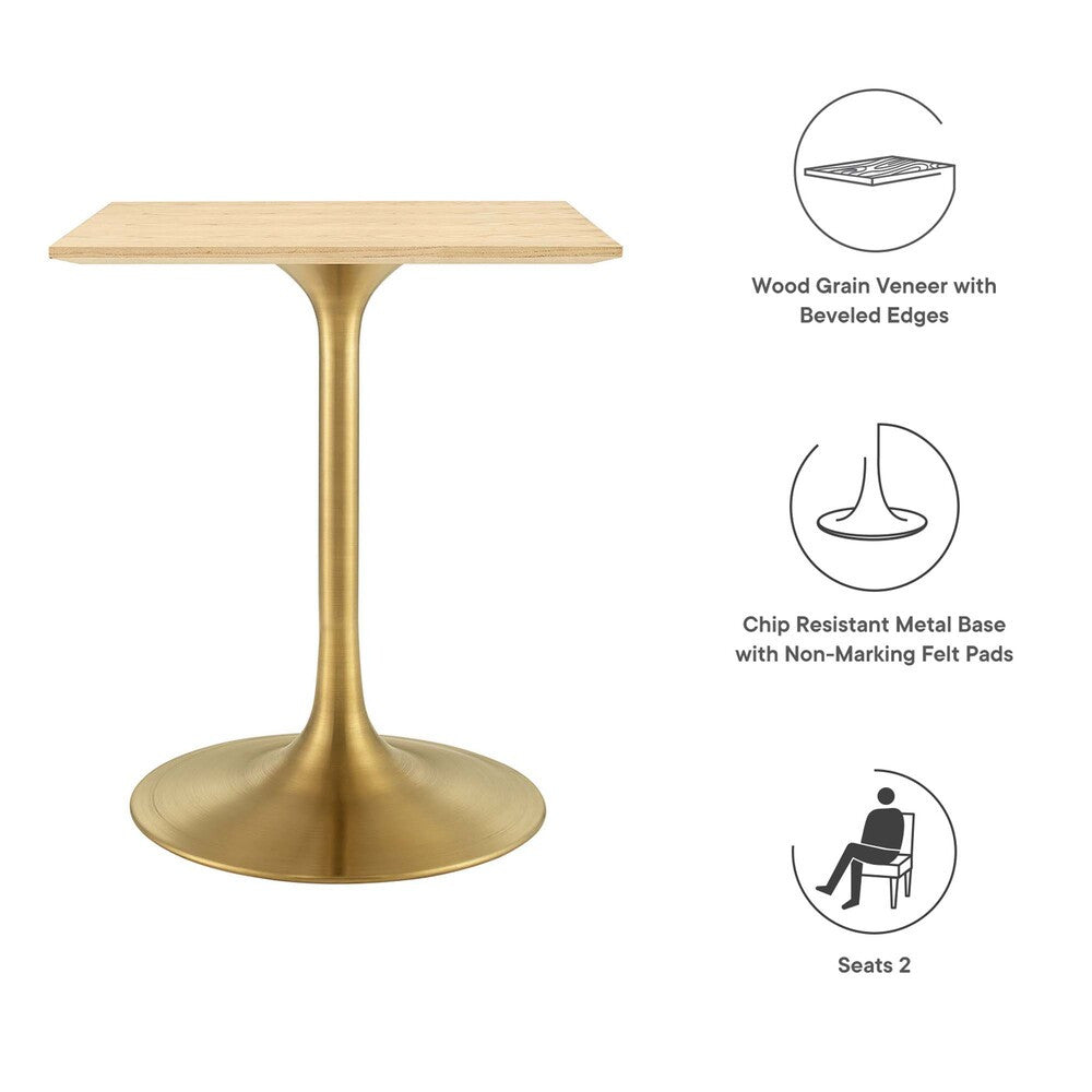 EEI-5219-GLD-NAT Lippa 24" Square Wood Dining Table by Modway