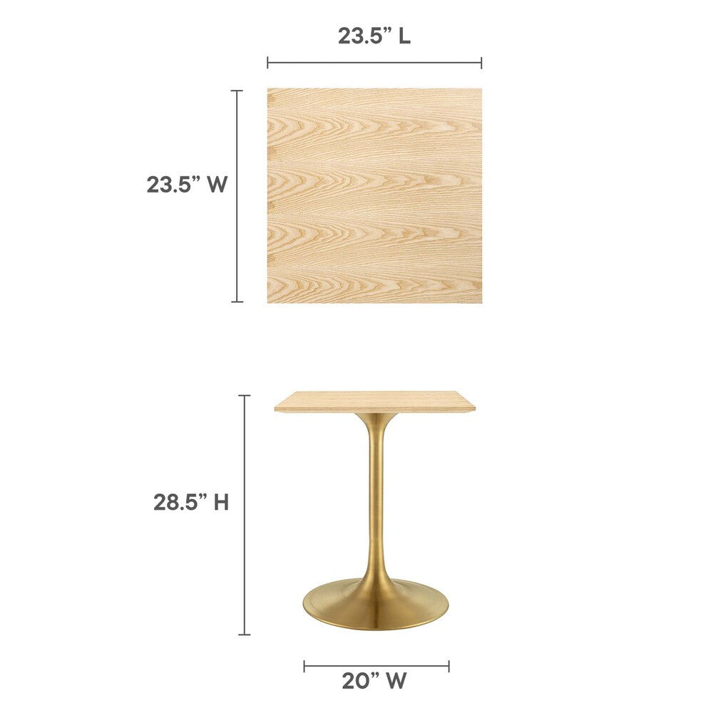 EEI-5219-GLD-NAT Lippa 24" Square Wood Dining Table by Modway