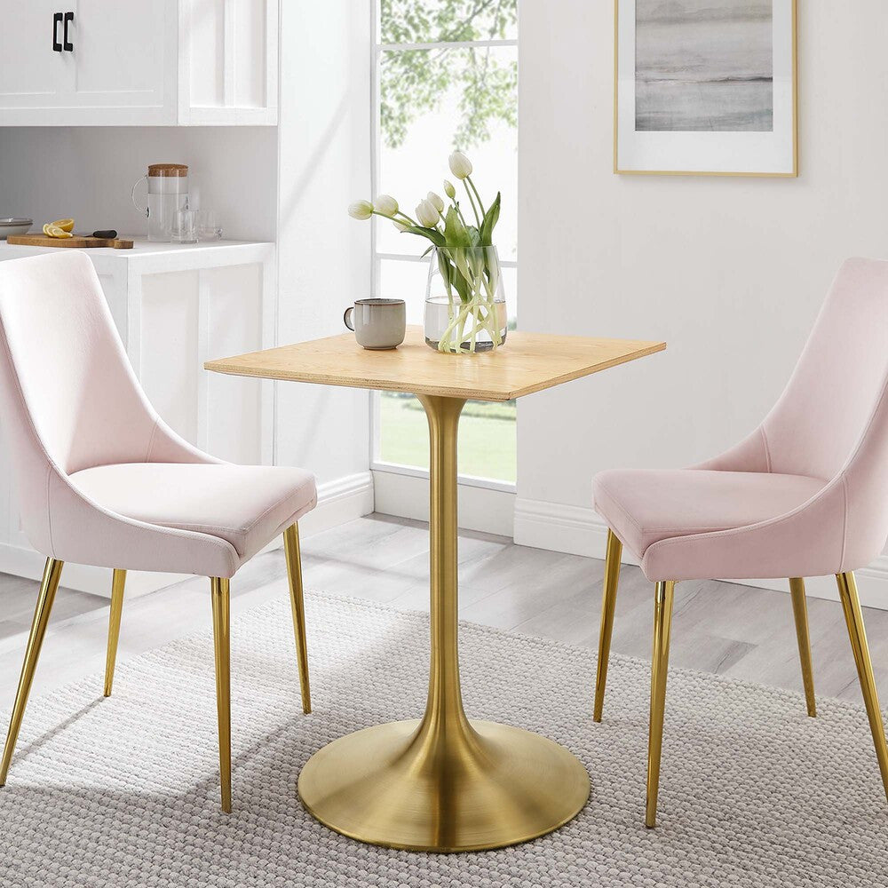 EEI-5219-GLD-NAT Lippa 24" Square Wood Dining Table by Modway
