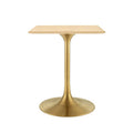 Modway EEI-5219-GLD-NAT Lippa 24" Square Wood Dining Table Gold Natural