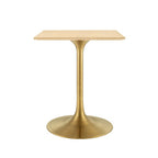 Modway EEI-5219-GLD-NAT Lippa 24" Square Wood Dining Table Gold Natural