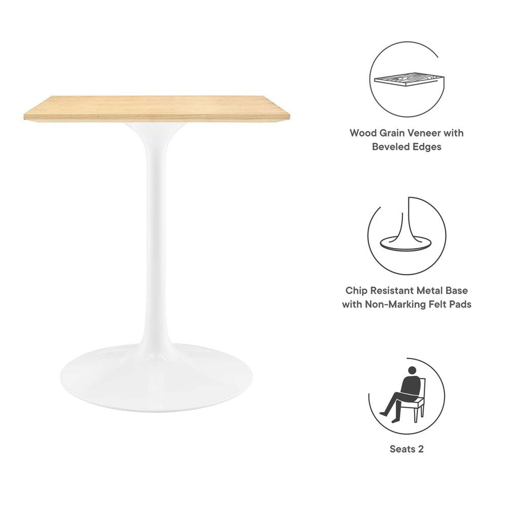 EEI-5162-WHI-NAT Lippa 24" Square Wood Dining Table by Modway