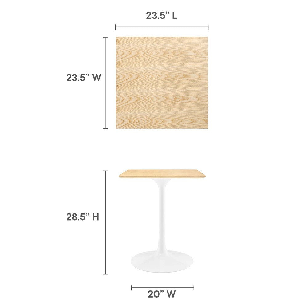EEI-5162-WHI-NAT Lippa 24" Square Wood Dining Table by Modway