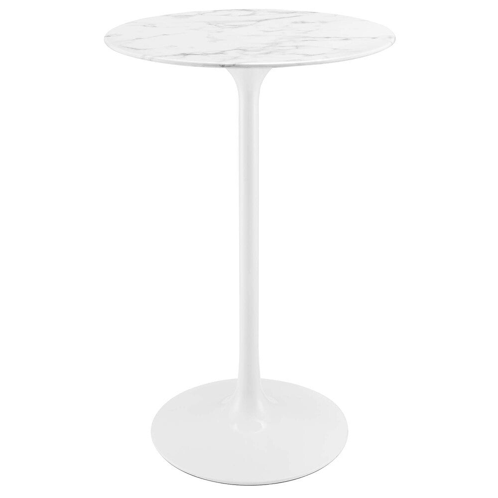EEI-1827-WHI Lippa 28" Round Faux Marble Bar Table by Modway