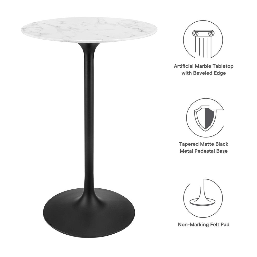EEI-3547-BLK-WHI Lippa 28" Round Faux Marble Bar Table by Modway
