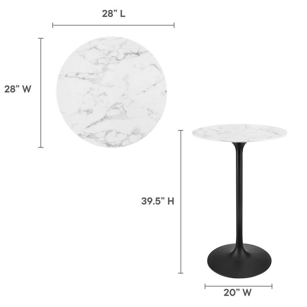 EEI-3547-BLK-WHI Lippa 28" Round Faux Marble Bar Table by Modway